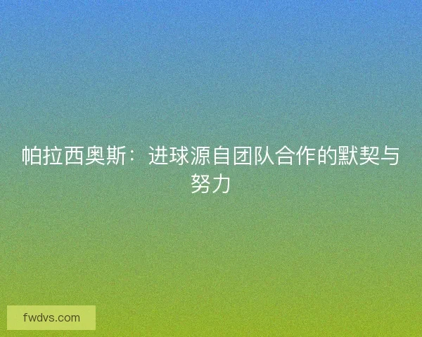 帕拉西奥斯：进球源自团队合作的默契与努力