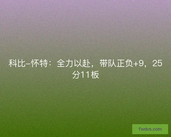 科比-怀特：全力以赴，带队正负+9，25分11板