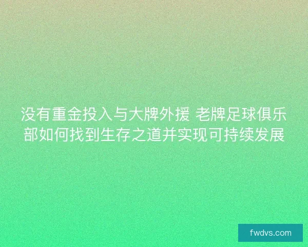 没有重金投入与大牌外援 老牌足球俱乐部如何找到生存之道并实现可持续发展